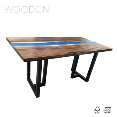 Dervos ir medienos upės stiliaus arbatos stalas