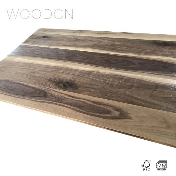 Leather Walnut Wood Veneer Office Desk Top For Sale 